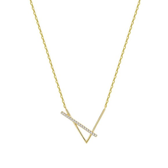NEW Silver/Gold Shiny Simple V-shaped Necklace - Picture 2 of 8